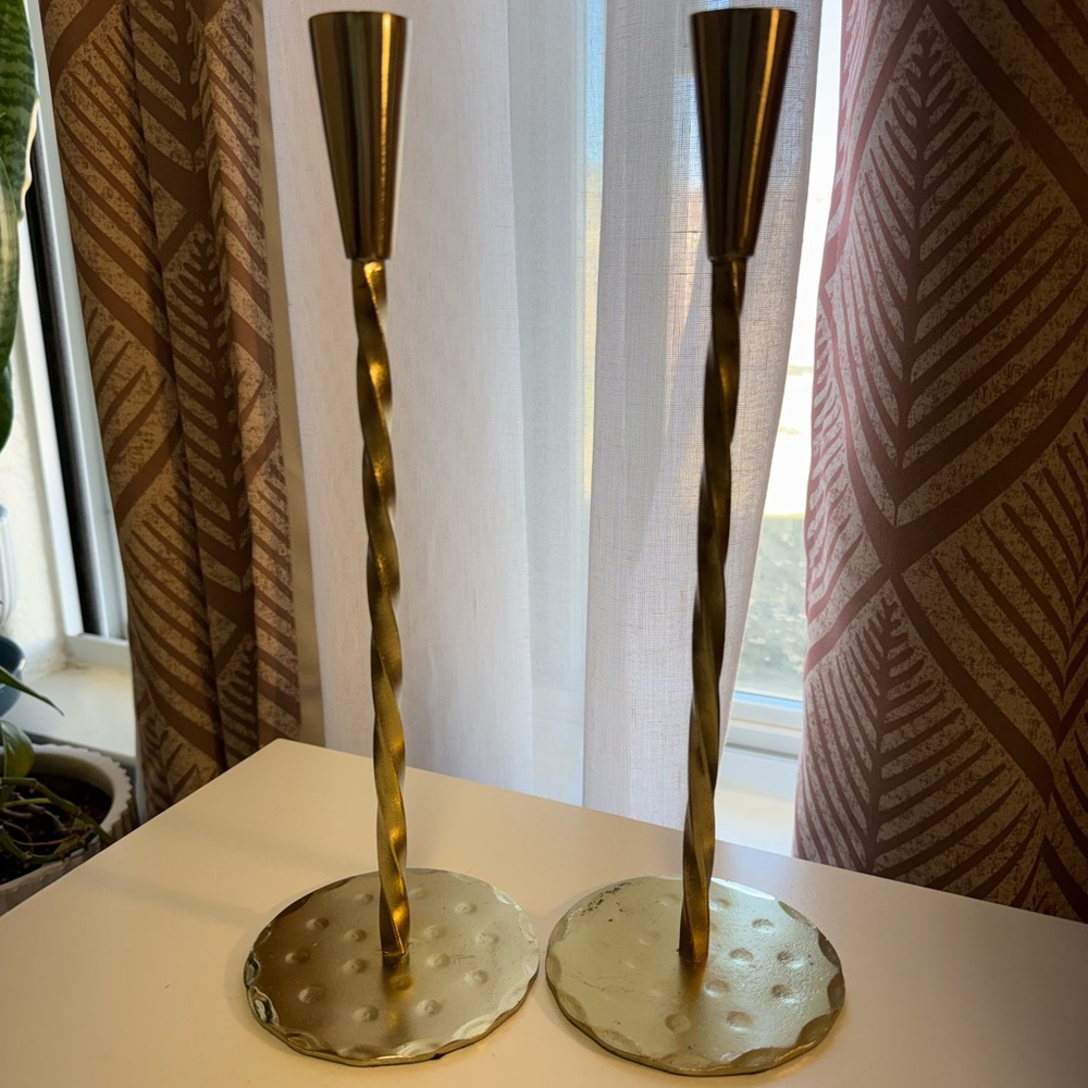 Liv & Skye
Gold 12 in. Metal Twisted Taper Candle Holder - Set of 2